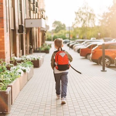 Back,To,School.,Cute,Child,With,Backpack,Going,To,School.